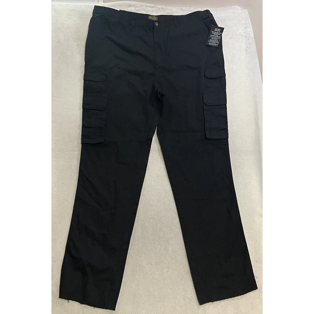 Boulder Creek Tall Cargo Pants Men's 48x40 Black Elastic Waist (Fits 48x39)